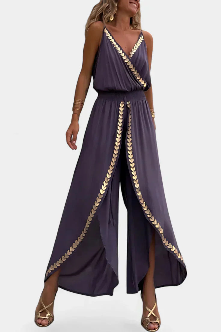 Donatila Jumpsuit Unique with Golden Details and Open Leg