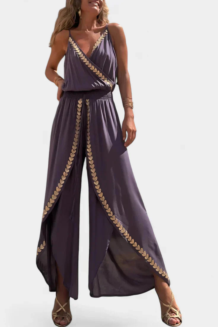 Donatila Jumpsuit Unique with Golden Details and Open Leg