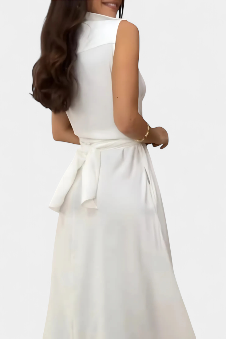 Meryl Shirt Dress with Button and Adjustable Bow