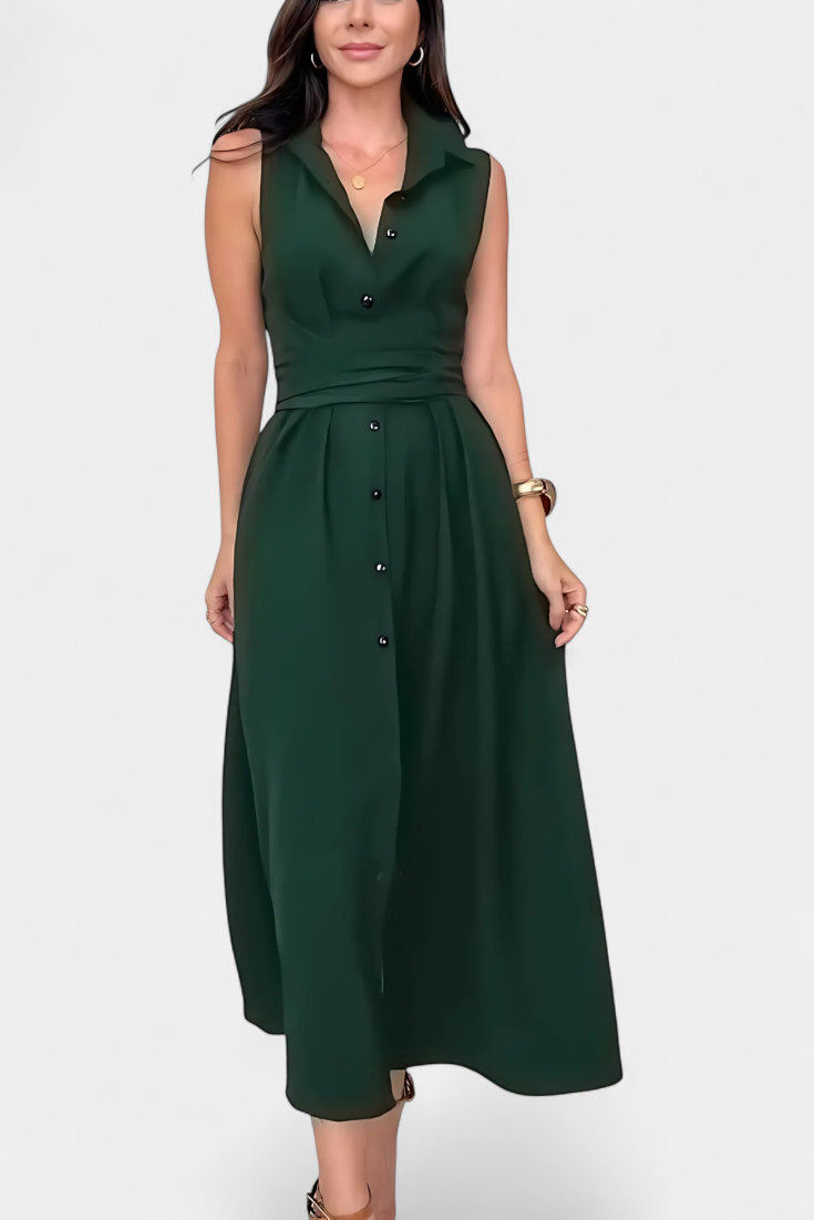 Meryl Shirt Dress with Button and Adjustable Bow