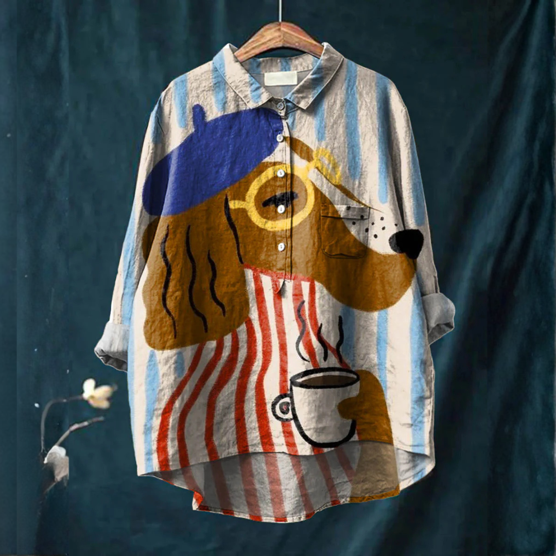 Charlie | T-shirt Artistique Chien & Café