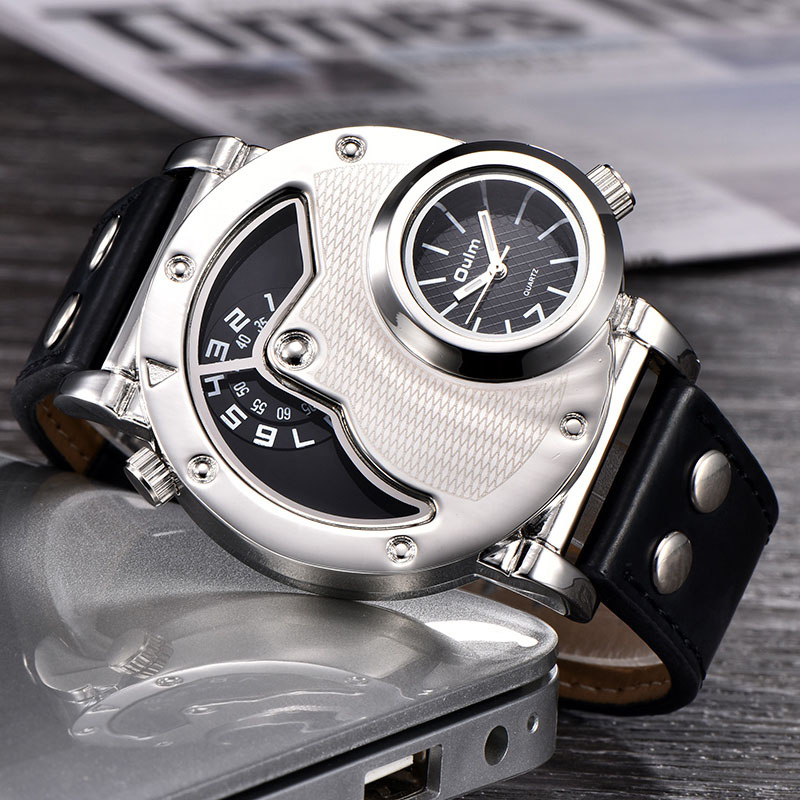 Montre à bracelet en cuir multi-fuseaux horaires™ - Olsen & Olsen