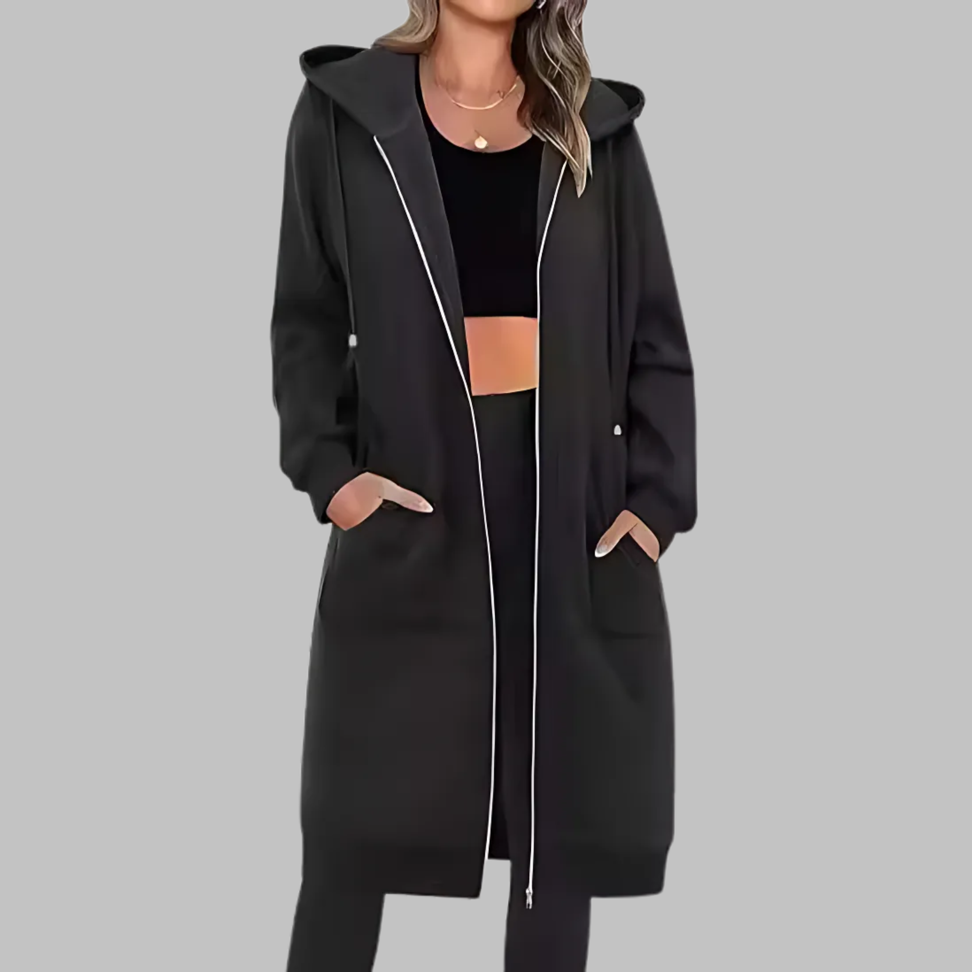 TIOMARA™ - Veste longue oversize à zip décontractée