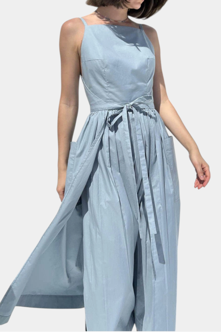Robe Longue Sans Bretelles Dezi avec Liens Latéraux Ajustables