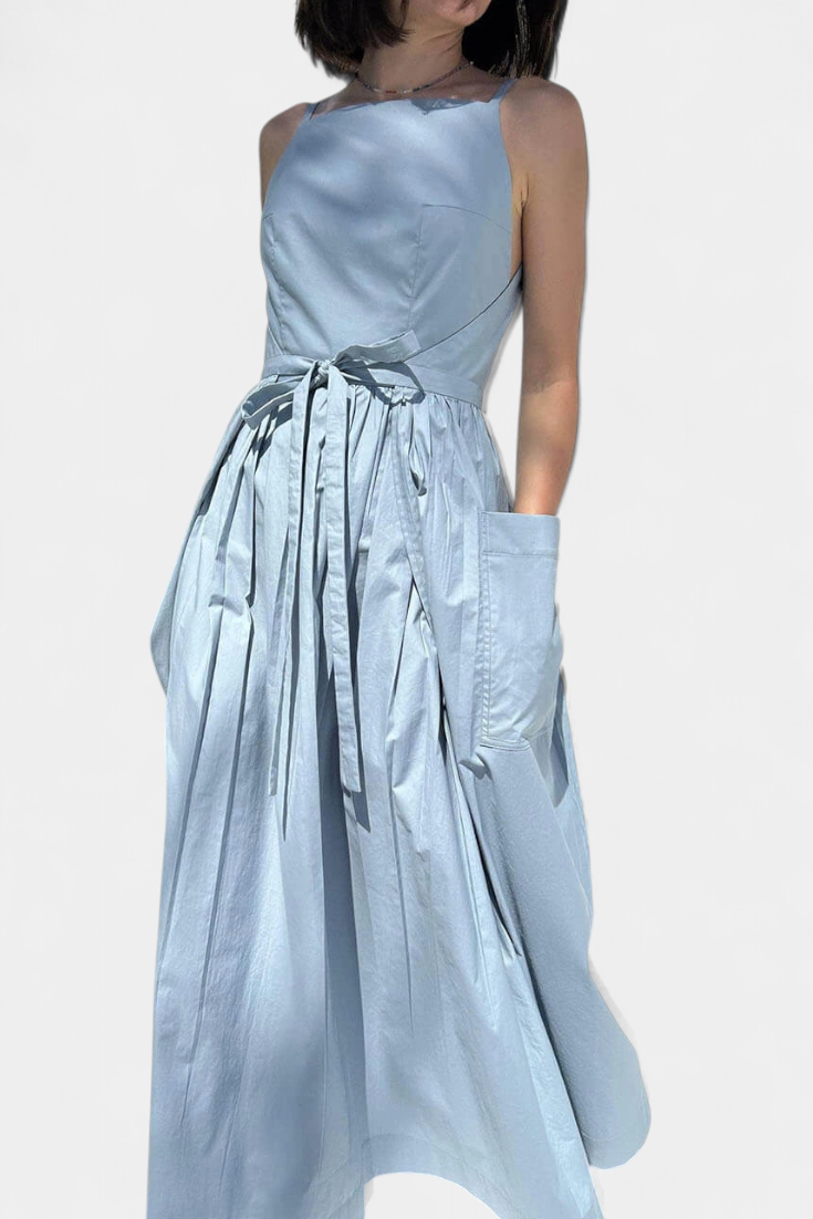 Robe Longue Sans Bretelles Dezi avec Liens Latéraux Ajustables