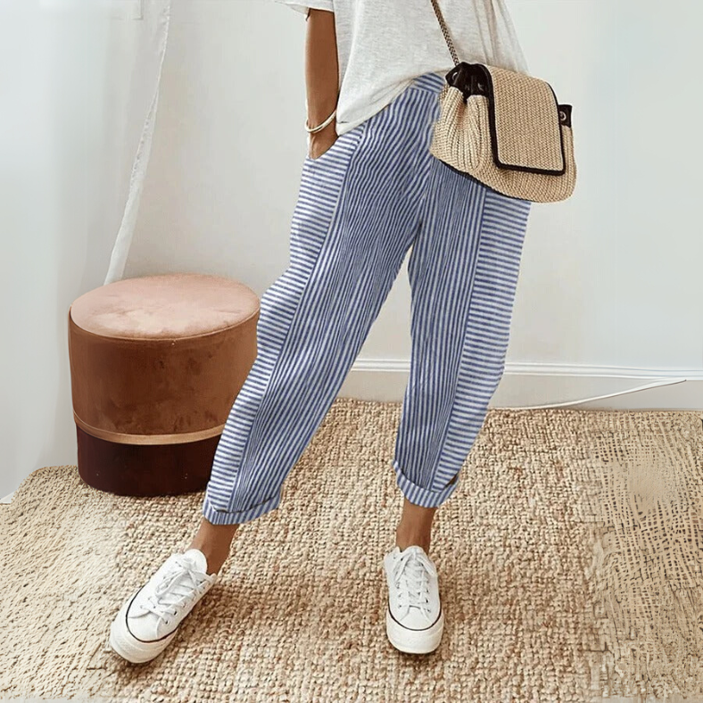 FLORIANE™ - Pantalon Rayé Boho Détendu