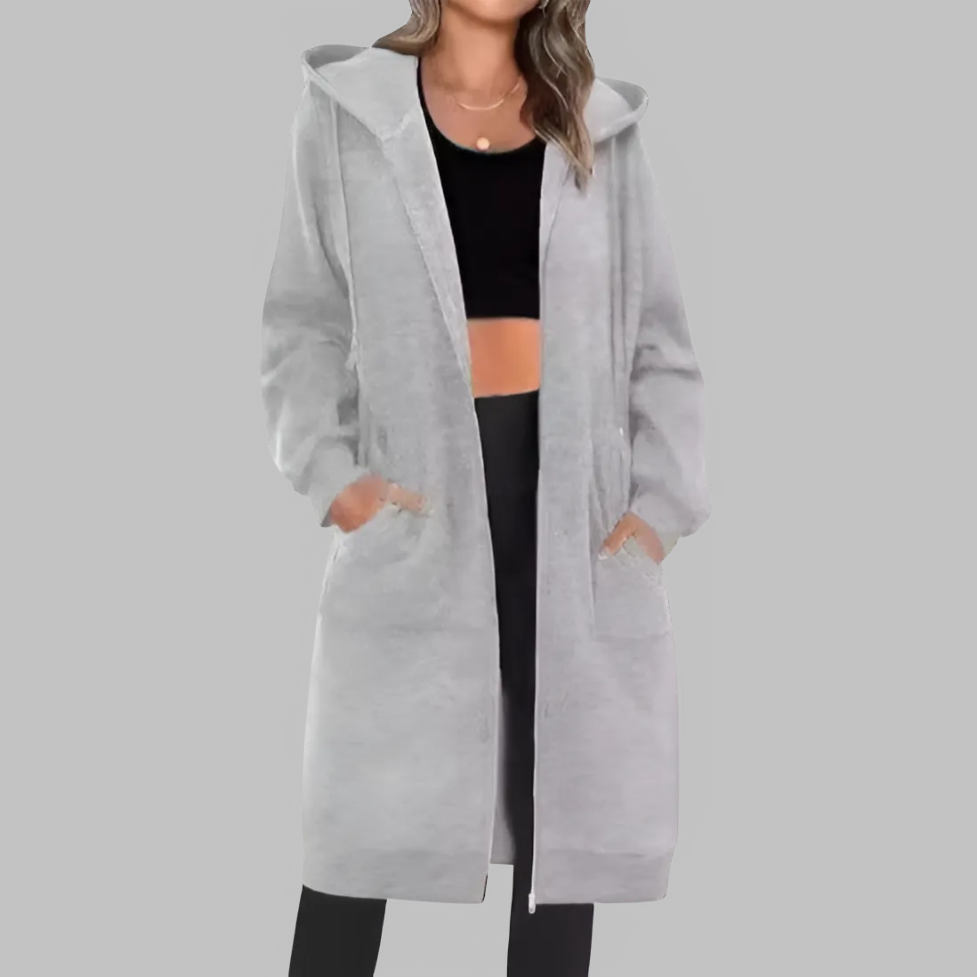 TIOMARA™ - Veste longue oversize à zip décontractée