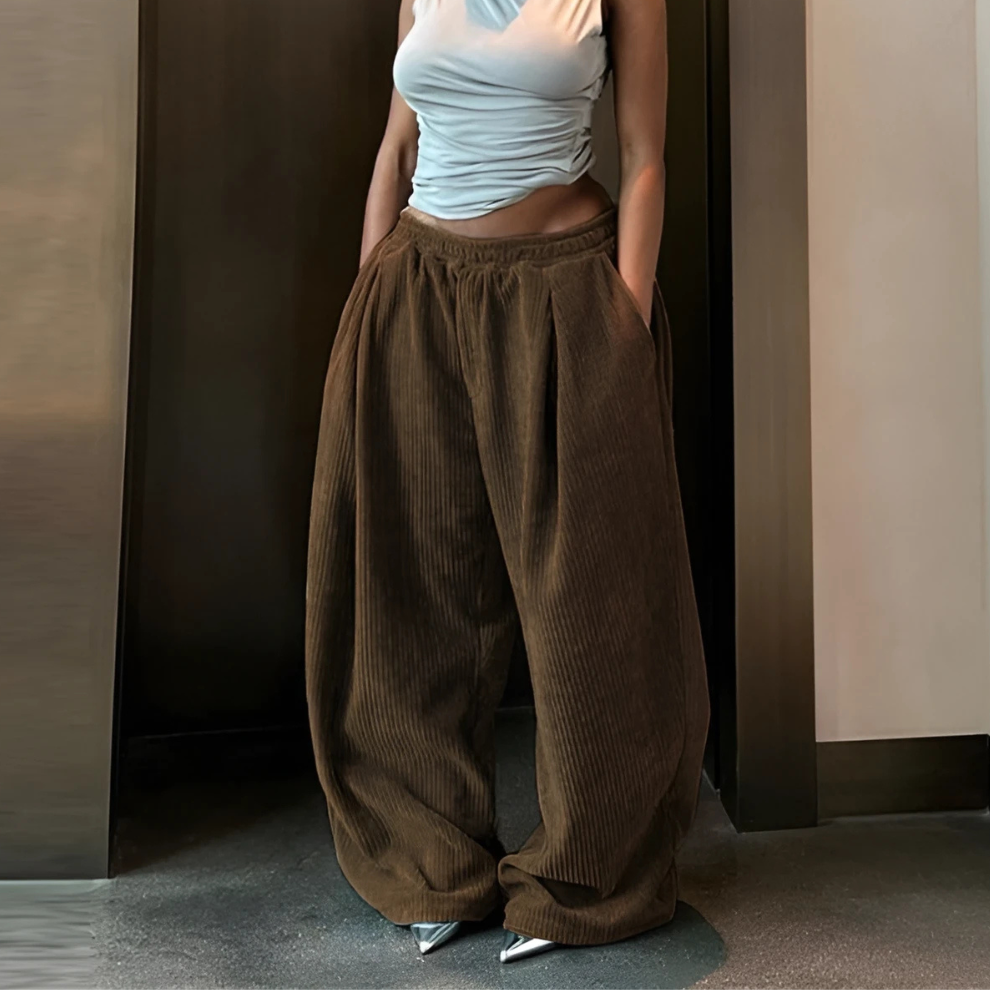 RAMY™ - Pantalons Baggy Large Taille Haute Décontractés