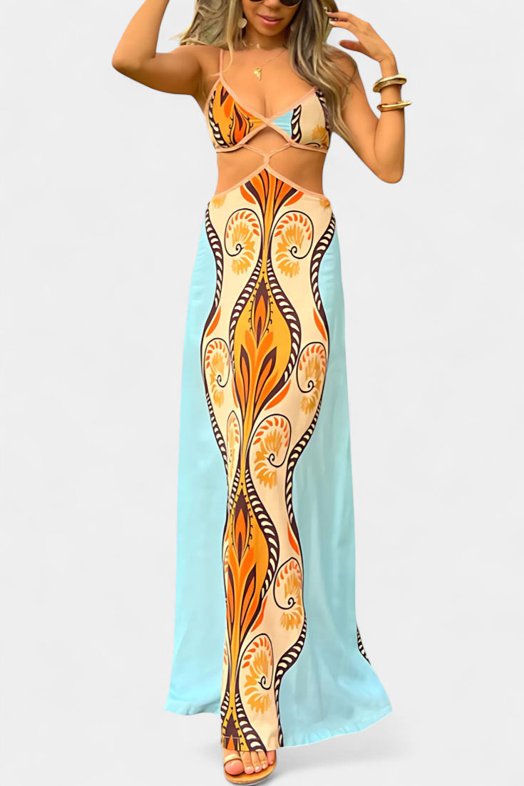 Robe Sytella avec Découpe et Imprimé Abstrait