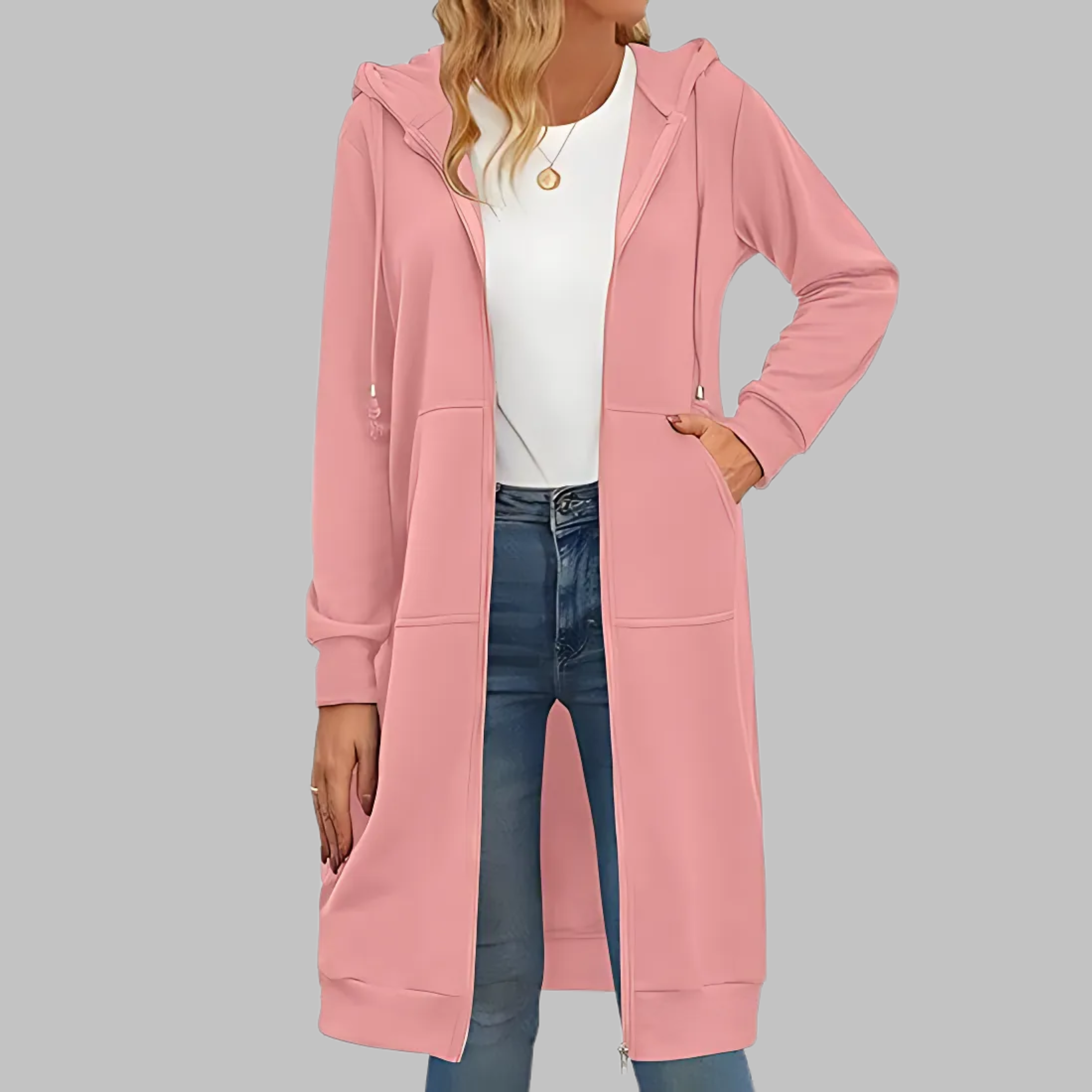 TIOMARA™ - Veste longue oversize à zip décontractée