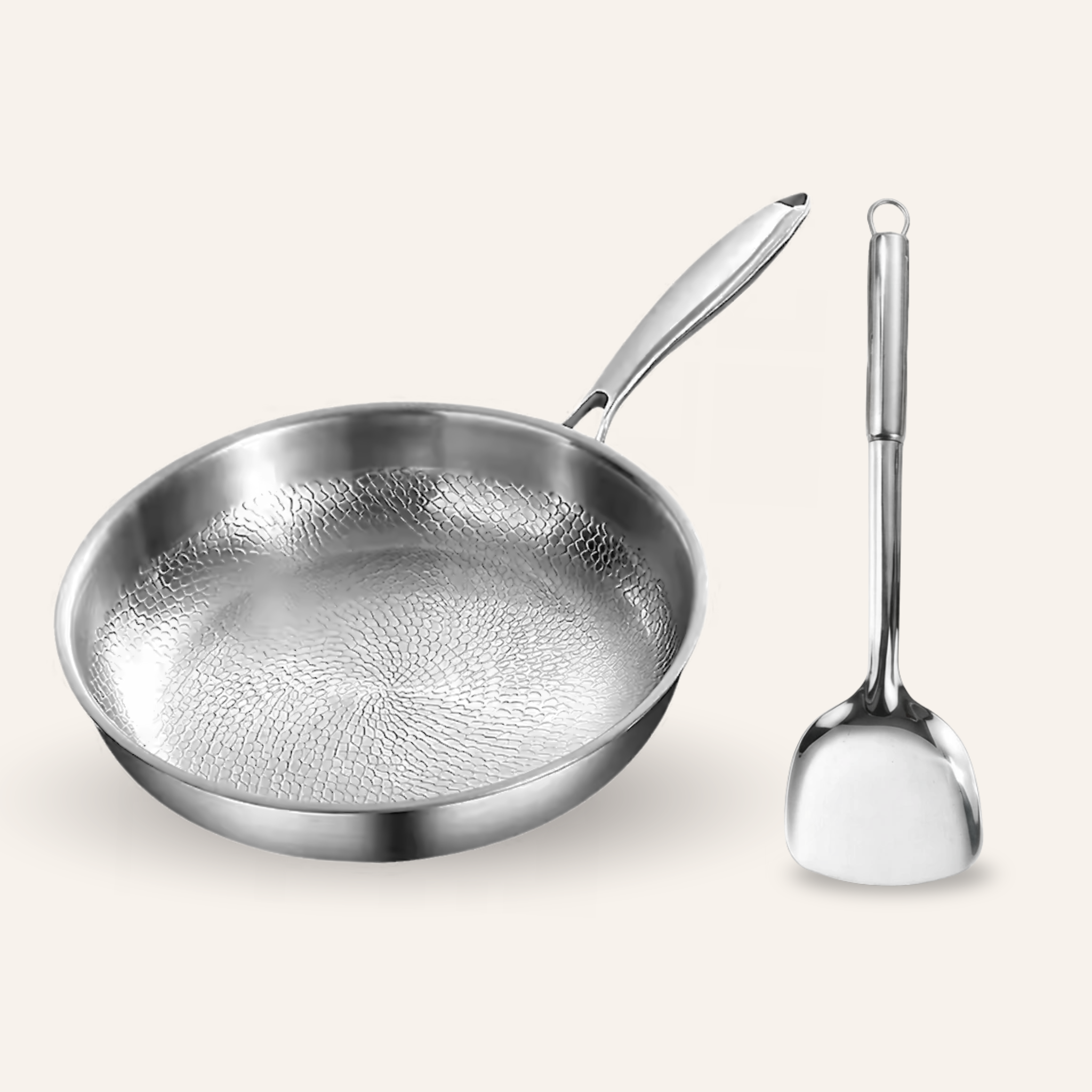 Ensemble Poêle Smith en Titane Martelé + Spatule