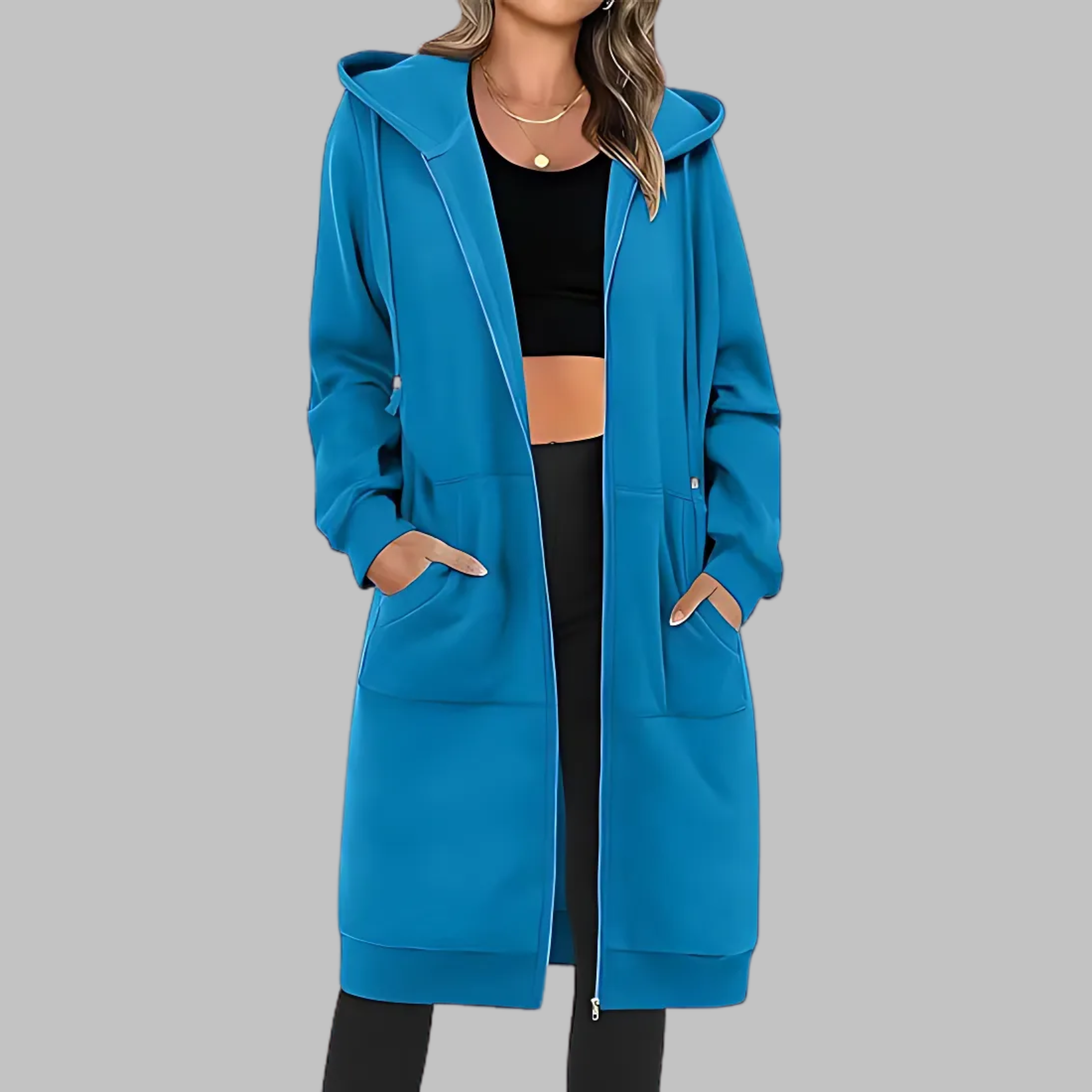 TIOMARA™ - Veste longue oversize à zip décontractée