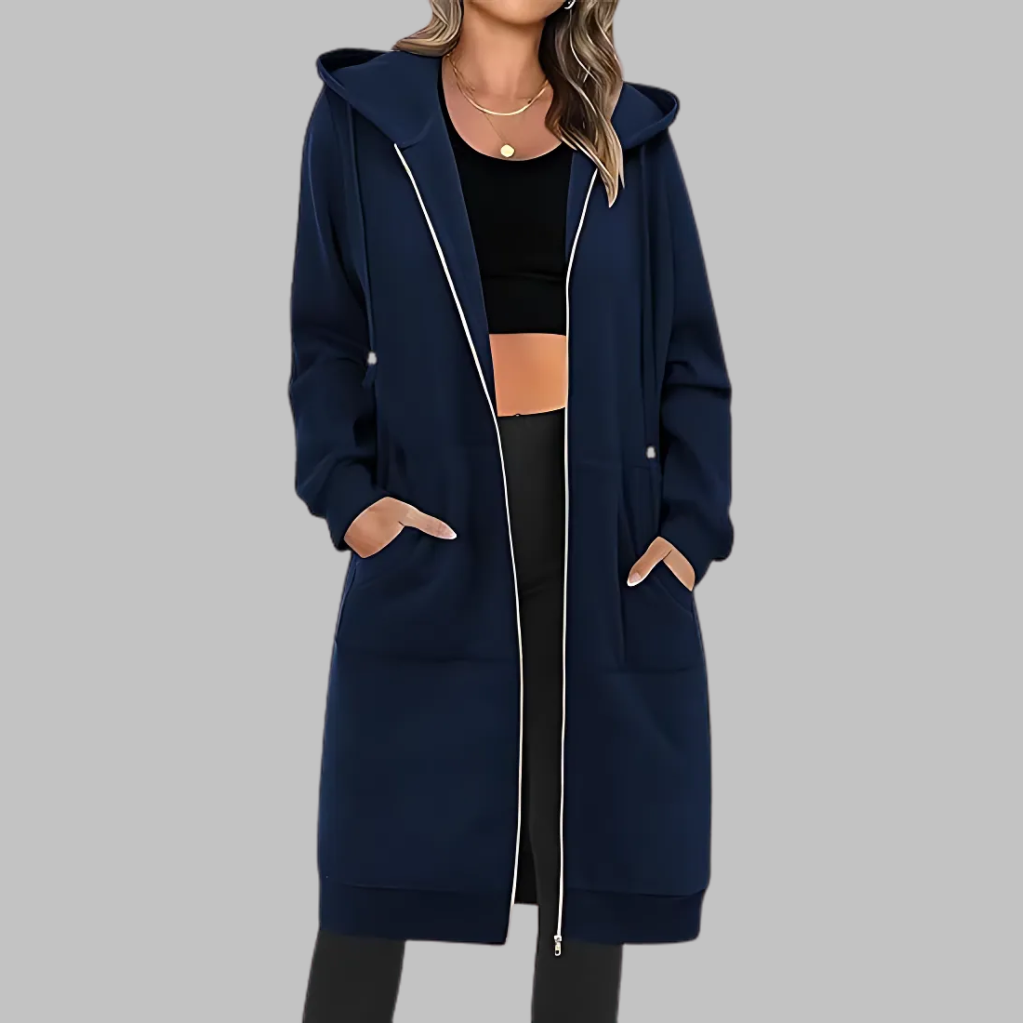TIOMARA™ - Veste longue oversize à zip décontractée