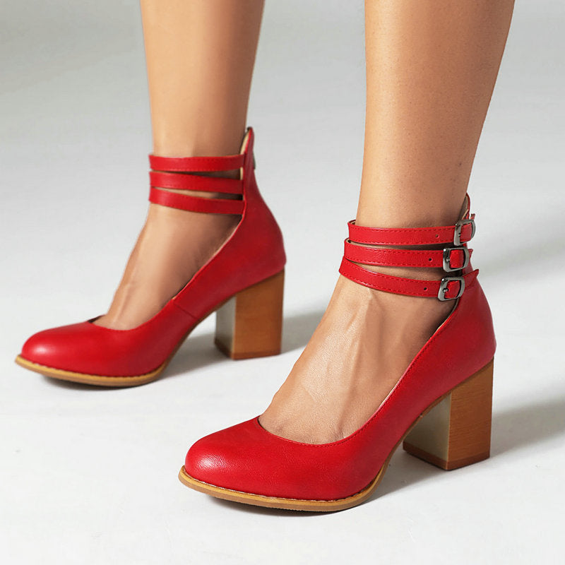 Casilda | Smooth sandals with ankle strap and chunky heel