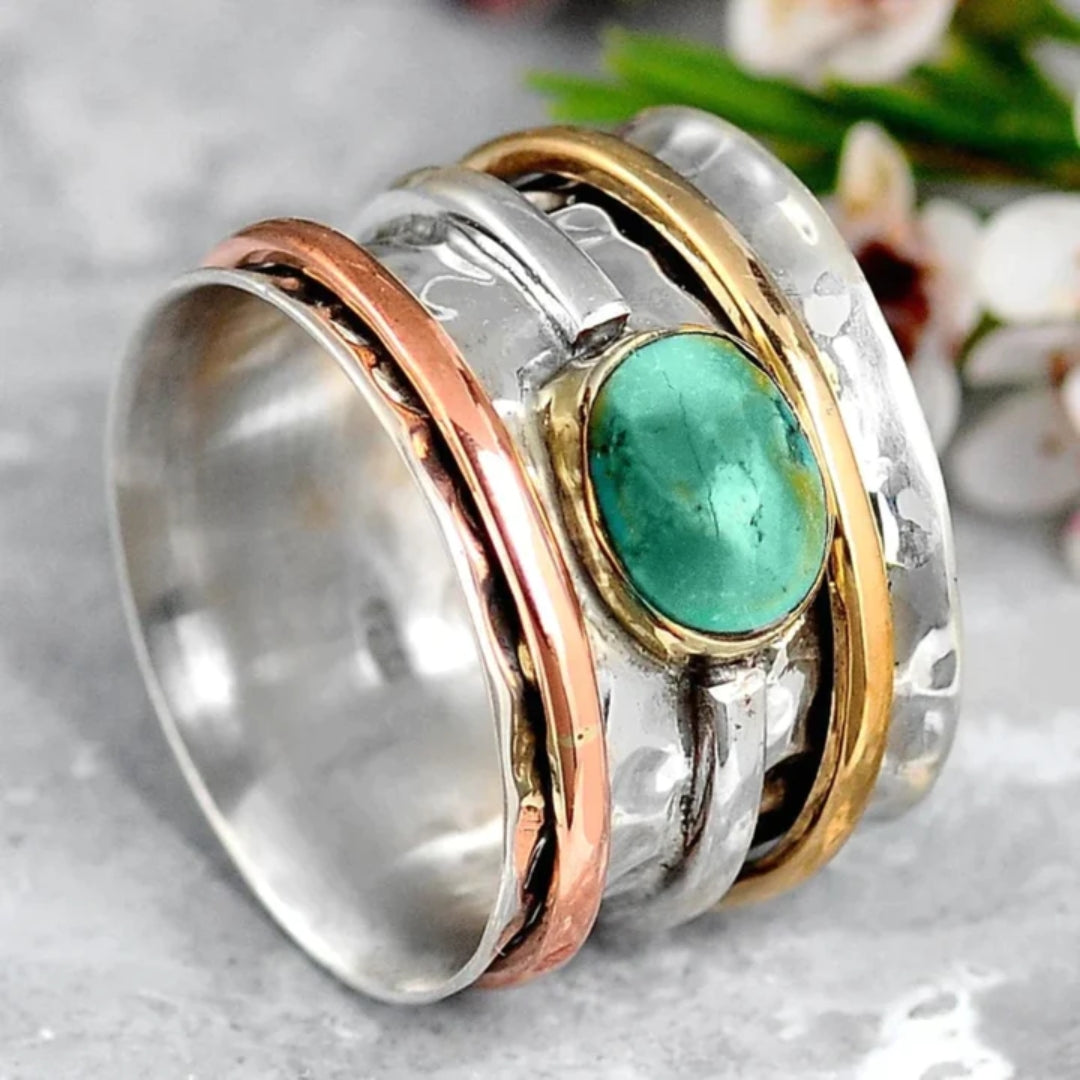Coco - Bague en Turquoise Vintage Or & Argent