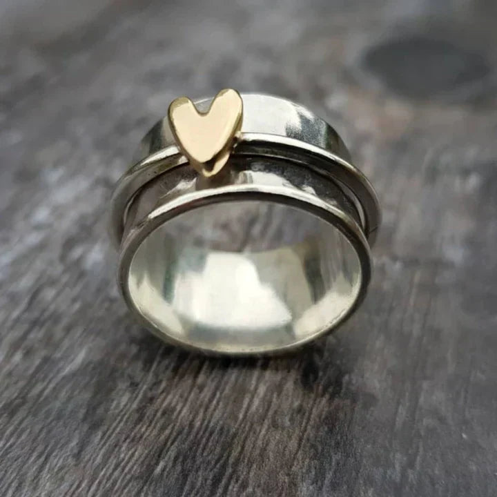 Bague Argent Dangle Cœur Vintage