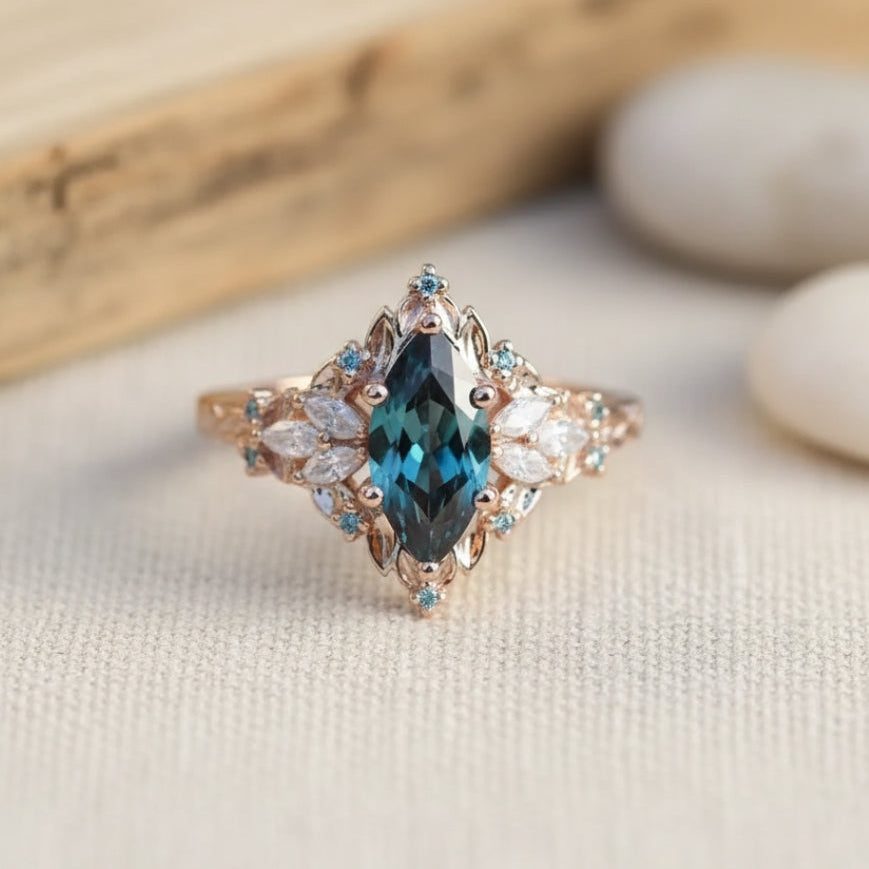 Bague Exotique Cristalline Bleue