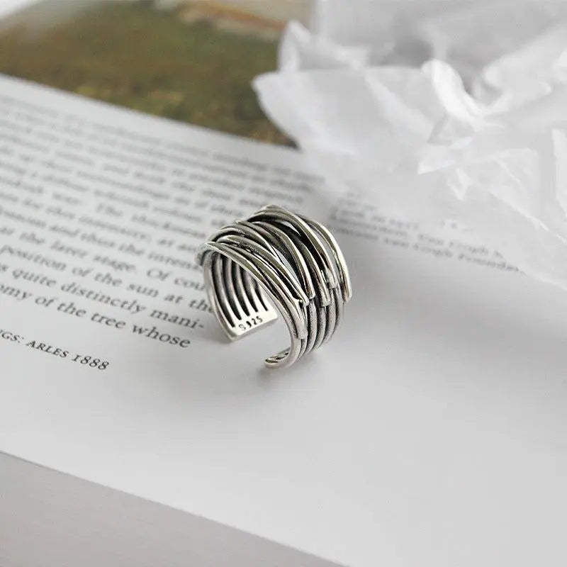 Bague en argent à couche ajustable