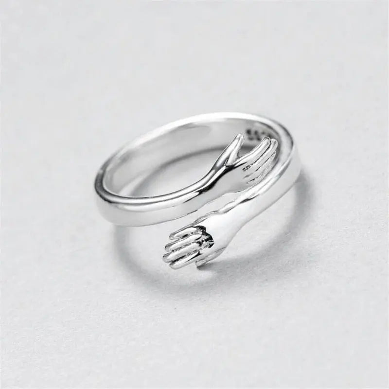 Silberner verstellbarer Hug Ring