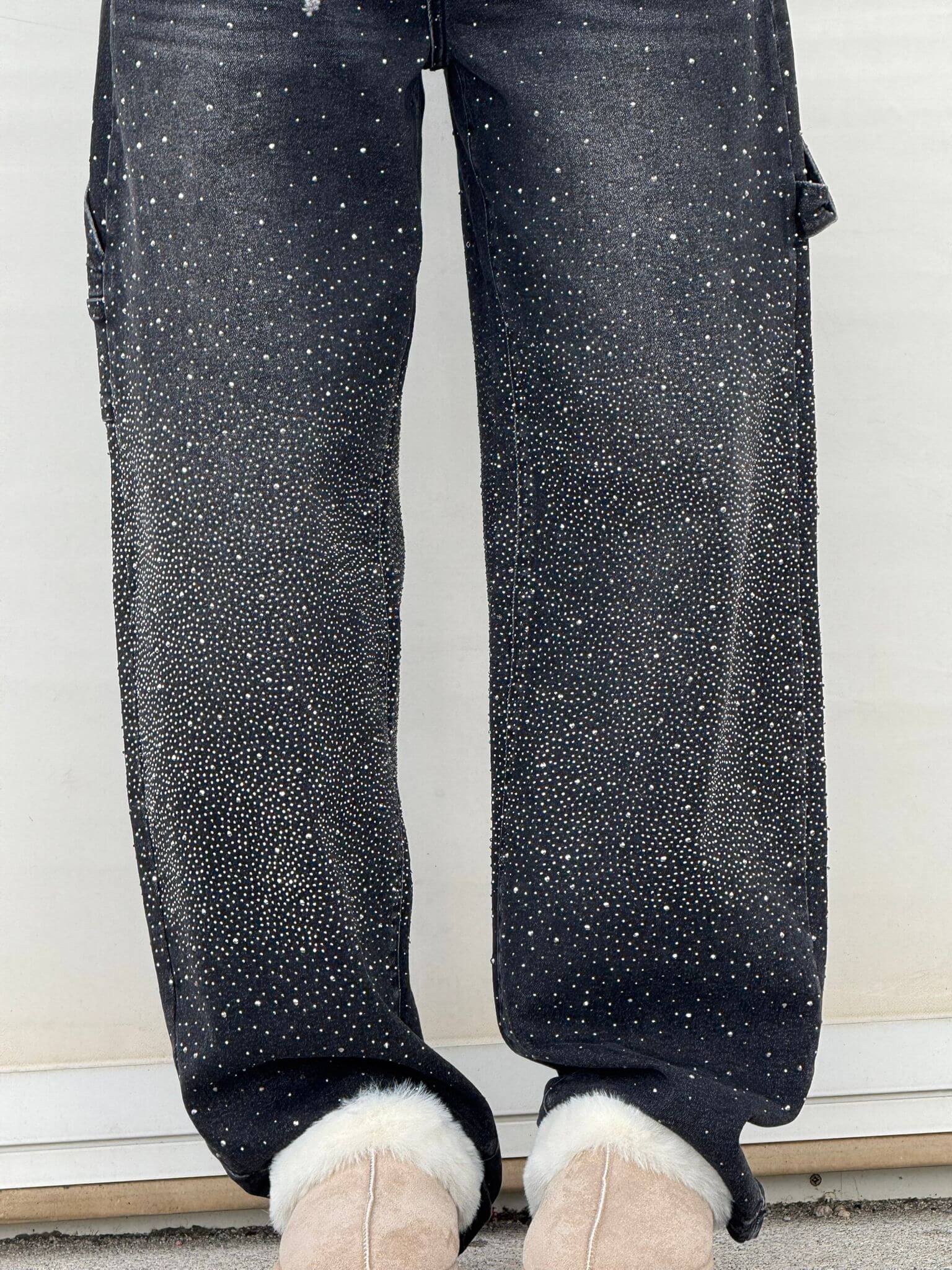 Victoria - Jeans à Paillettes Taille Haute