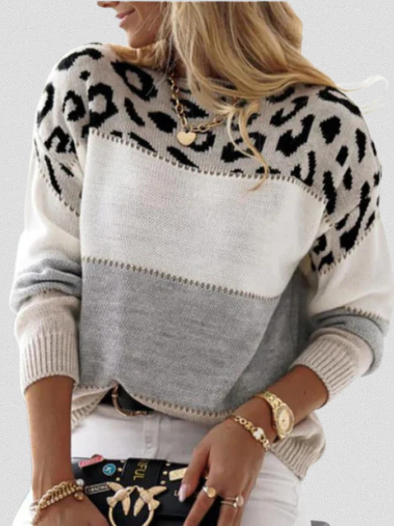 PULL AVEC ACCENT LEOPARD EMMA