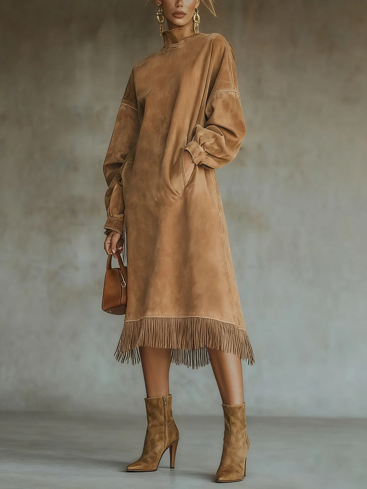 Aurora | Robe en Suède avec Franges