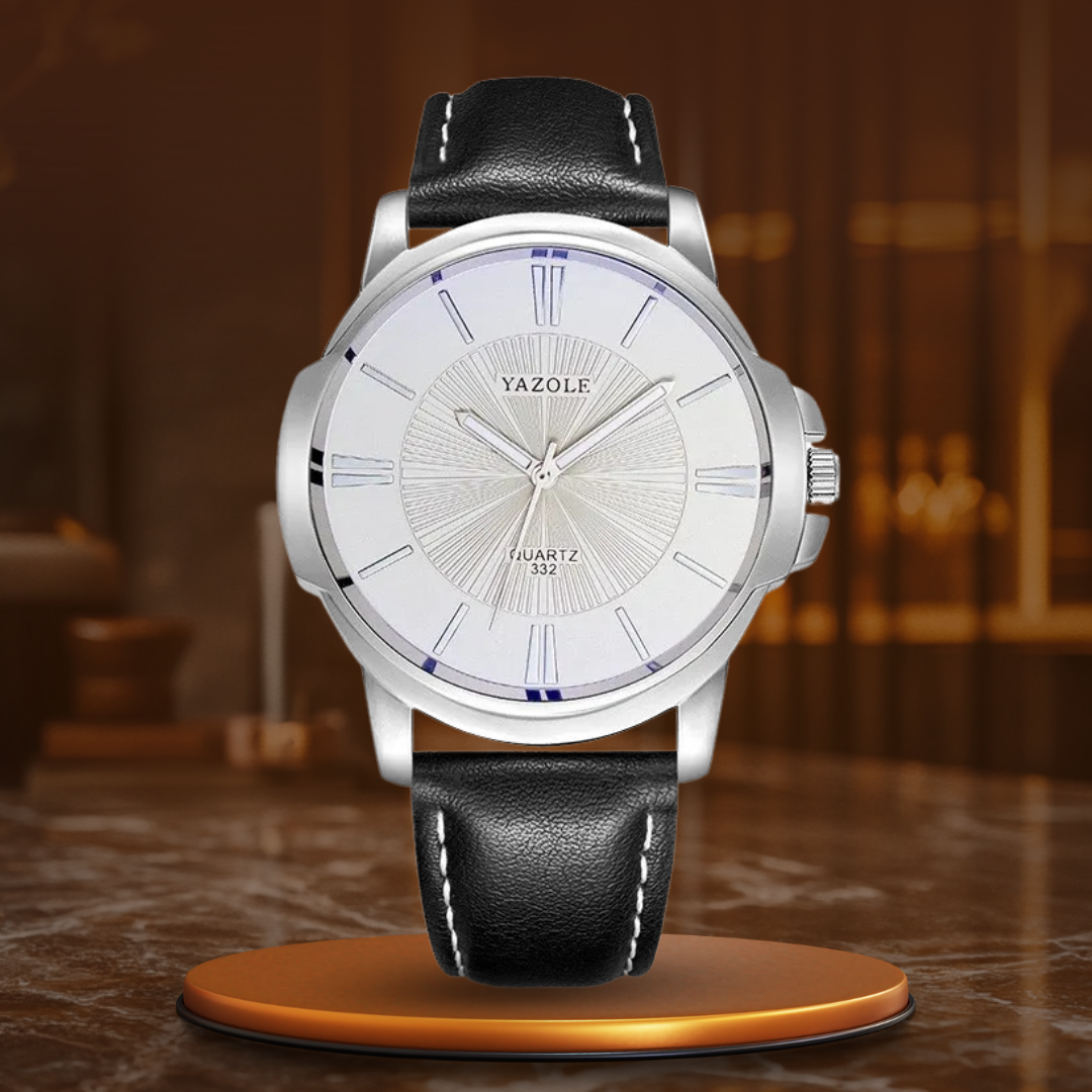Montre en cuir avec verre bleu luxueux™ - Olsen & Olsen