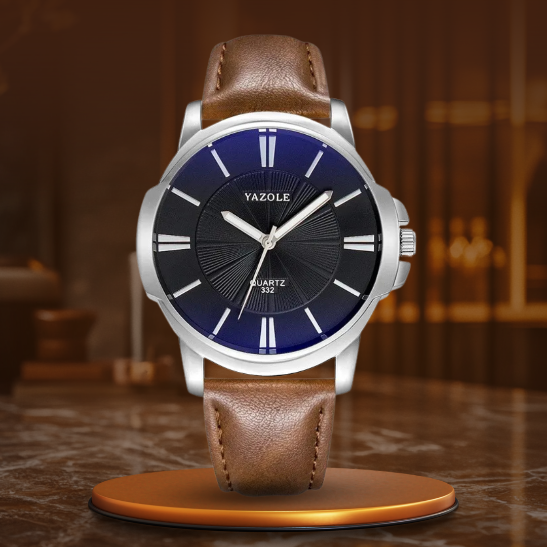 Montre en cuir avec verre bleu luxueux™ - Olsen & Olsen