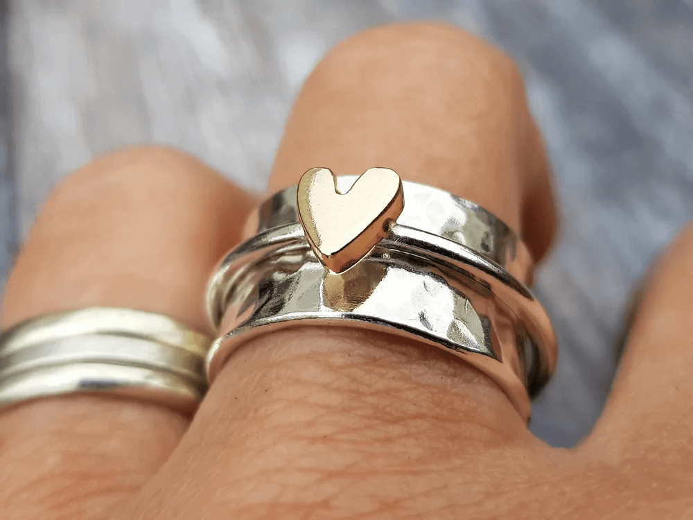 Mely - Bague en argent cœur doré