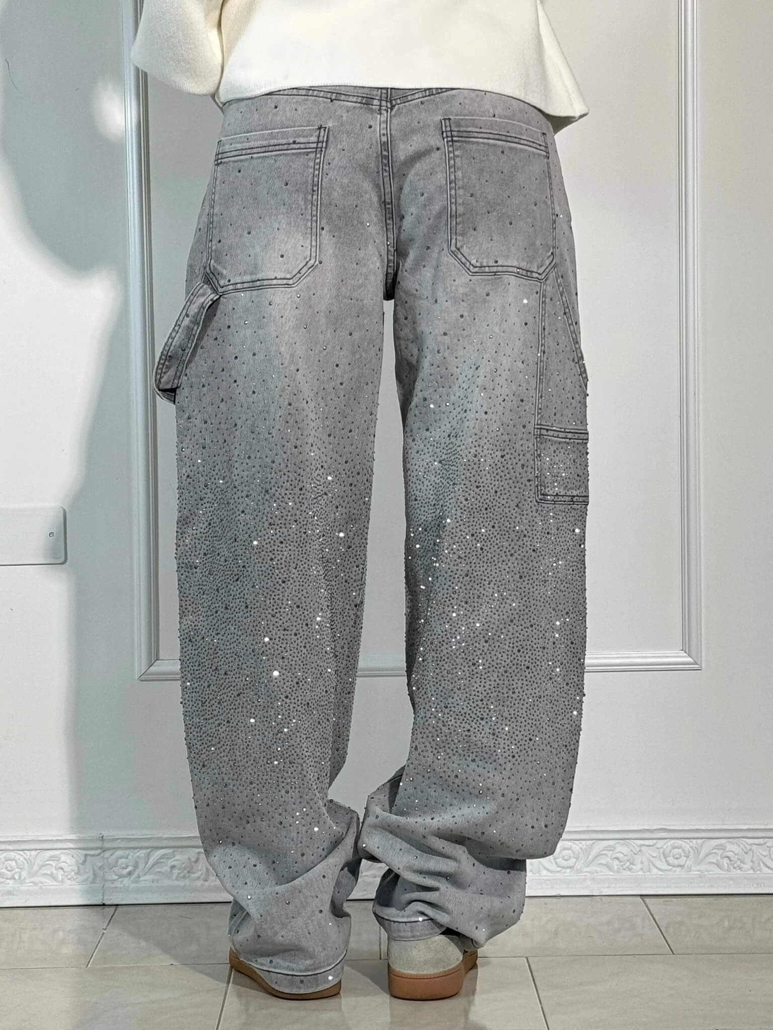 Victoria - Jeans à Paillettes Taille Haute