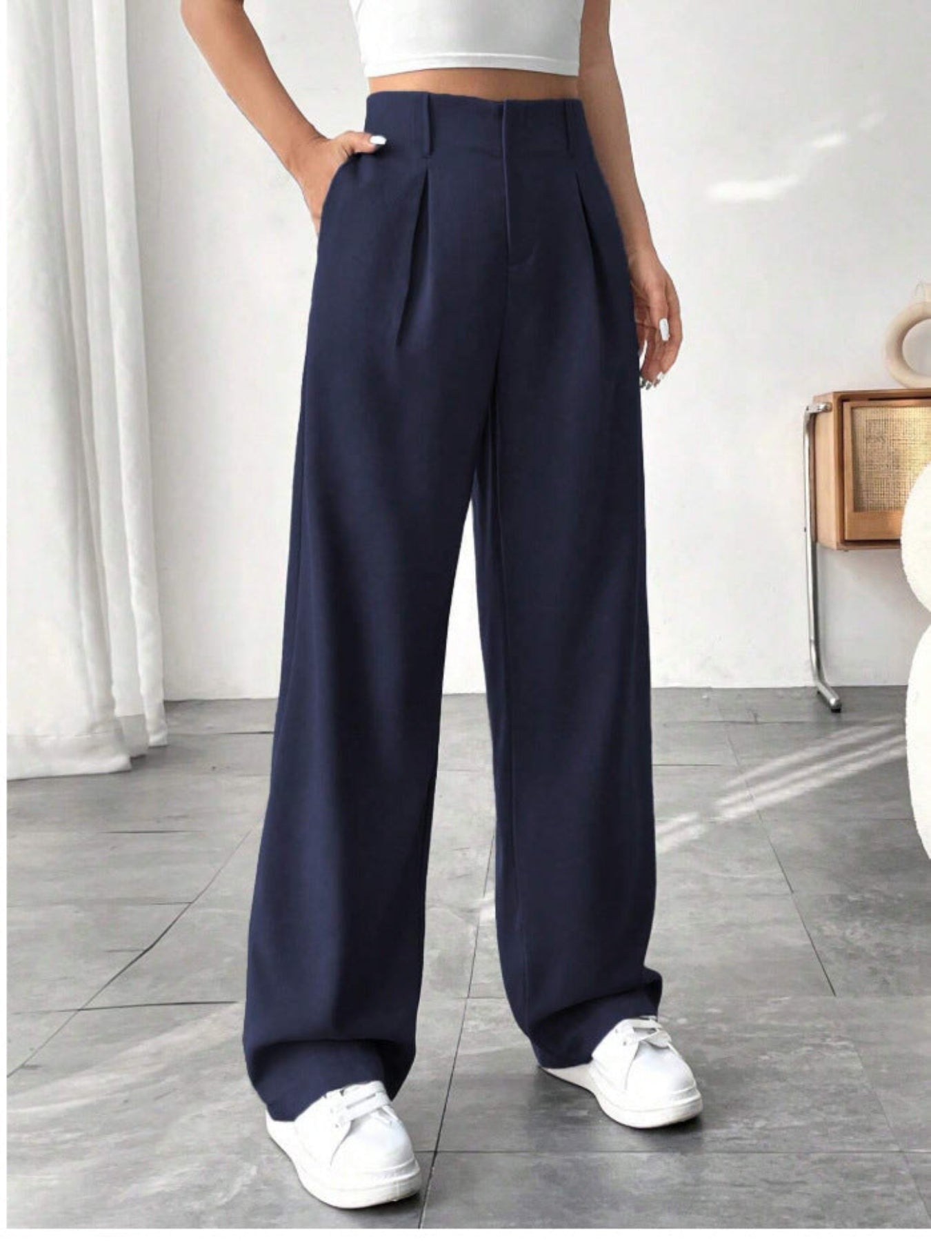 BELISIMA™ – Pantalon de Bureau Élegant à Pattes Larges Plissé
