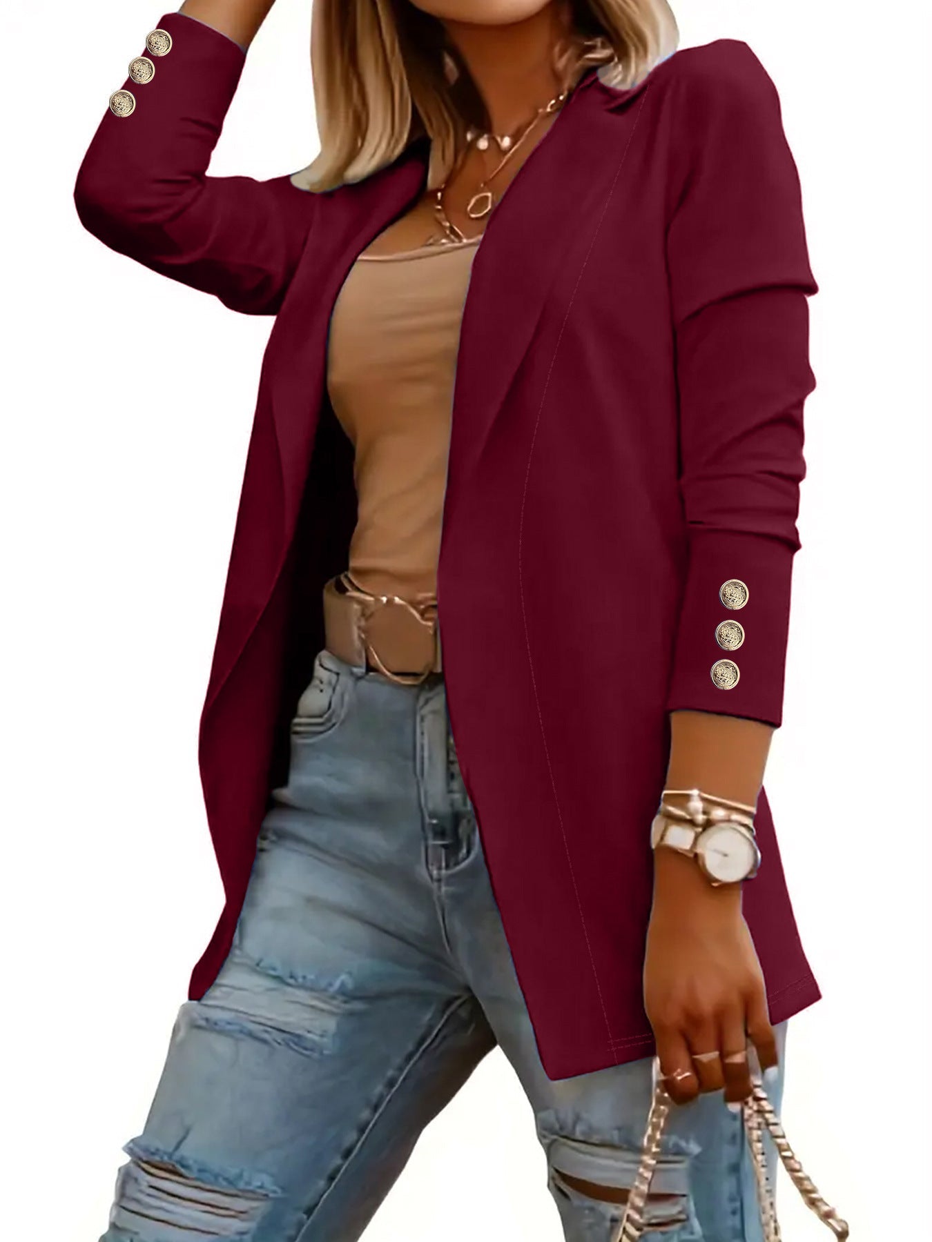 ODIN™ - Blazer décontracté à manches longues et ouverture frontale