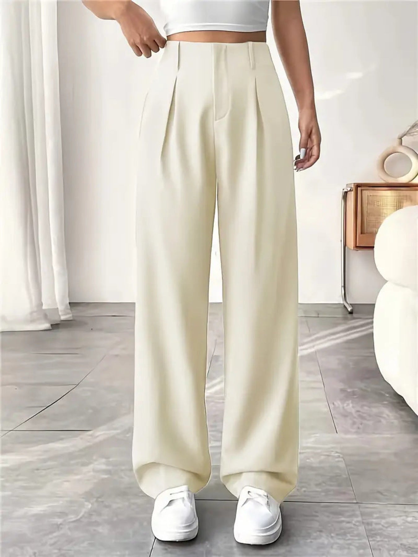 BELISIMA™ – Pantalon de Bureau Élegant à Pattes Larges Plissé