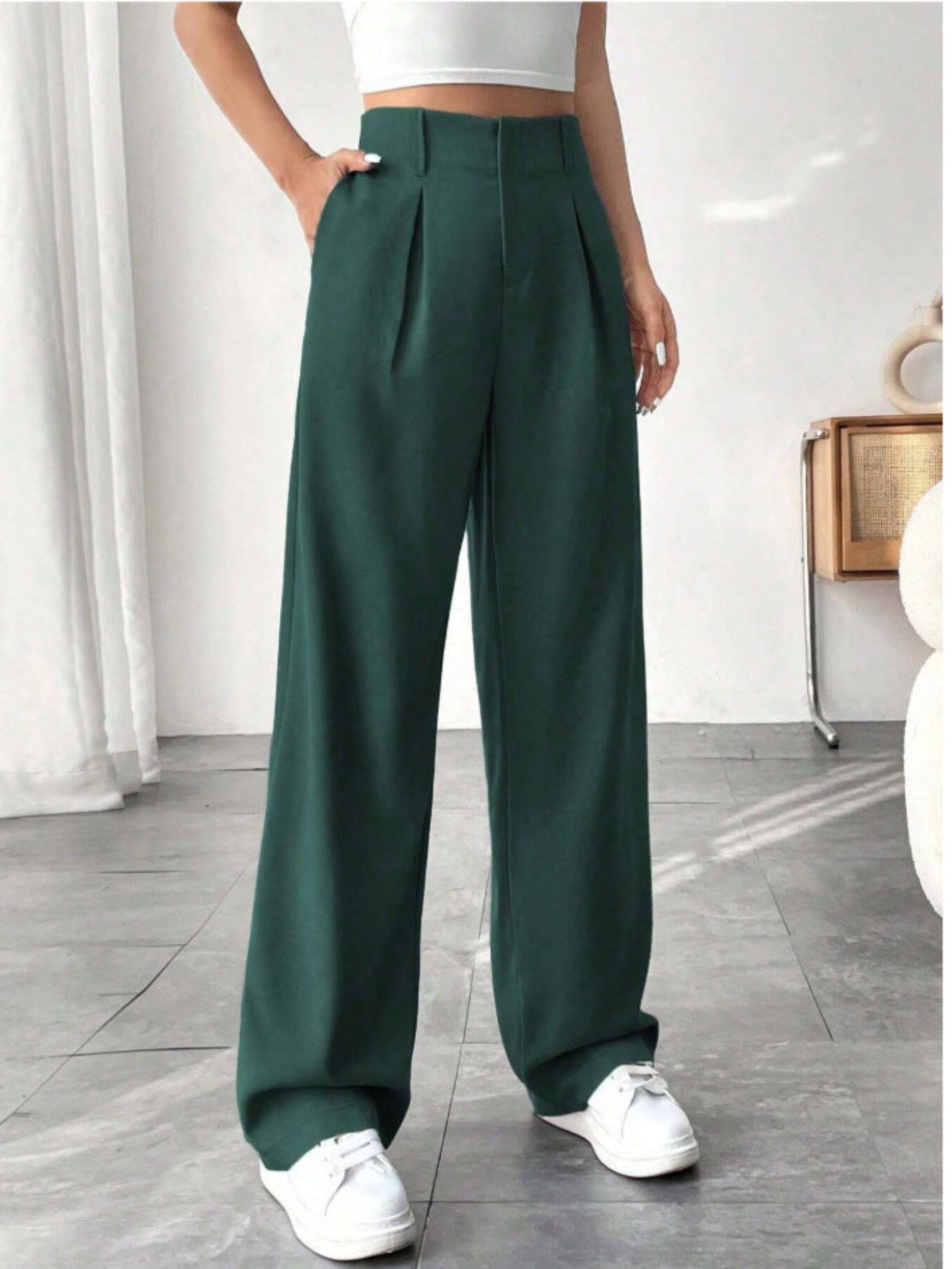 BELISIMA™ – Pantalon de Bureau Élegant à Pattes Larges Plissé