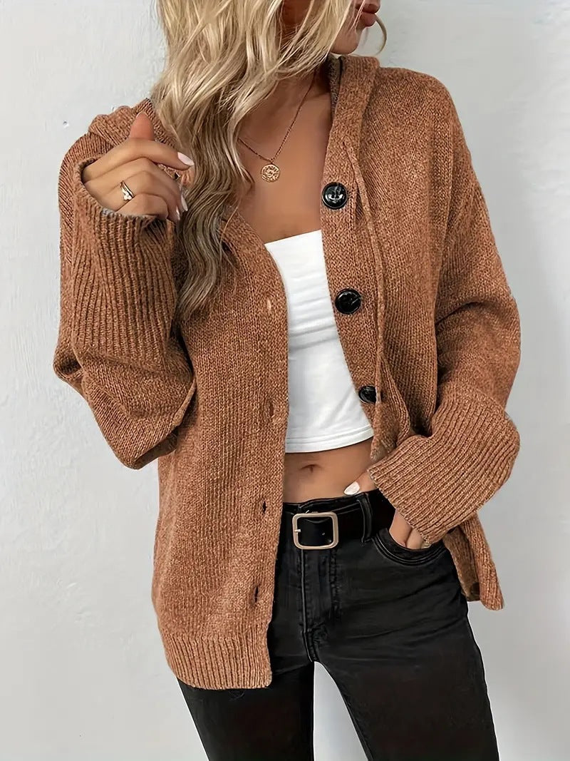 MILSA™ - Cardigan à Capuche Uni avec Boutons