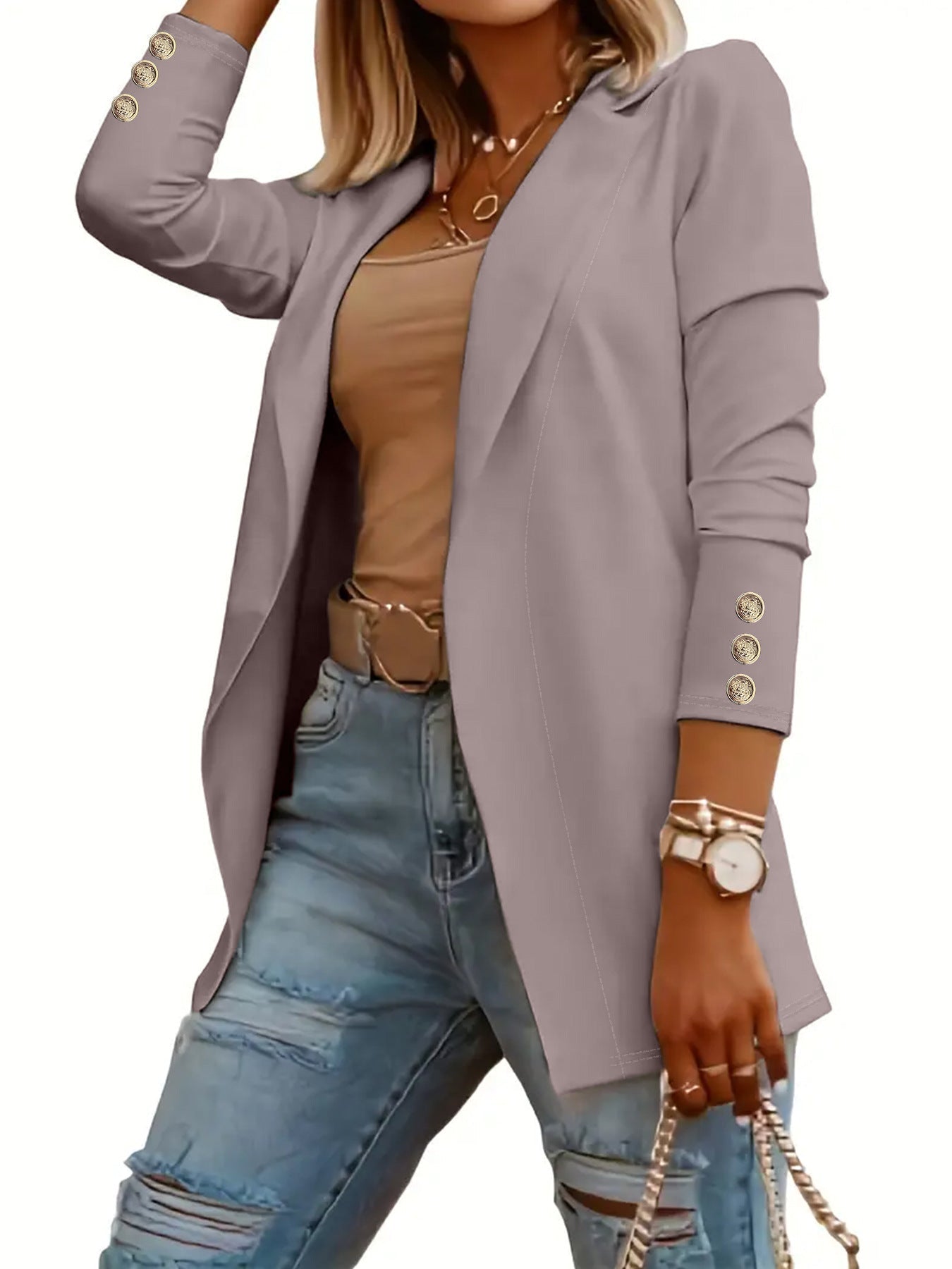 ODIN™ - Blazer décontracté à manches longues et ouverture frontale