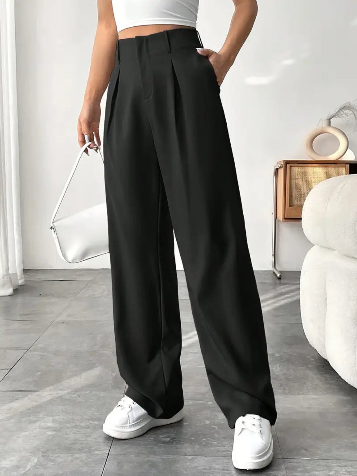 BELISIMA™ – Pantalon de Bureau Élegant à Pattes Larges Plissé