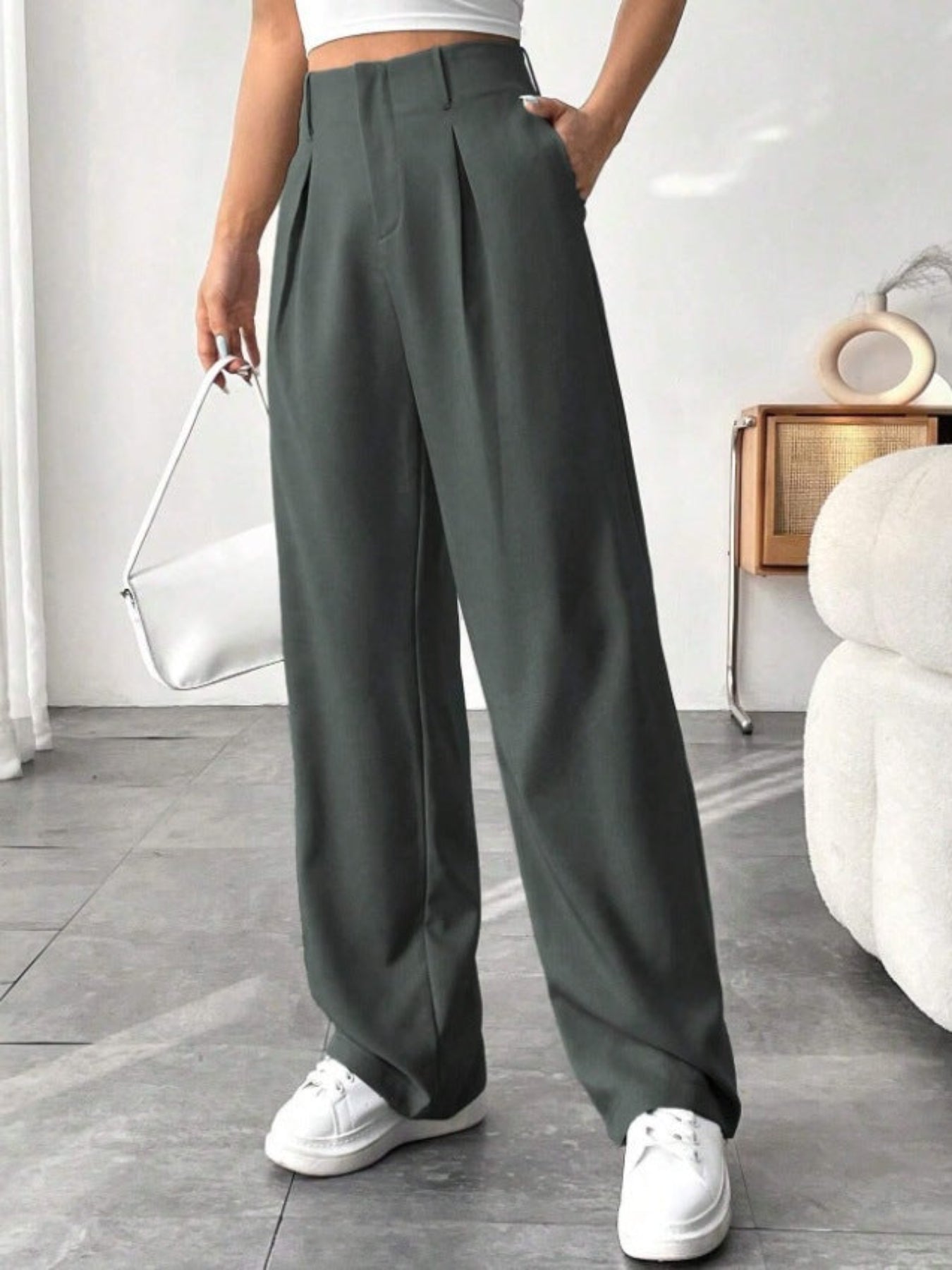 BELISIMA™ – Pantalon de Bureau Élegant à Pattes Larges Plissé
