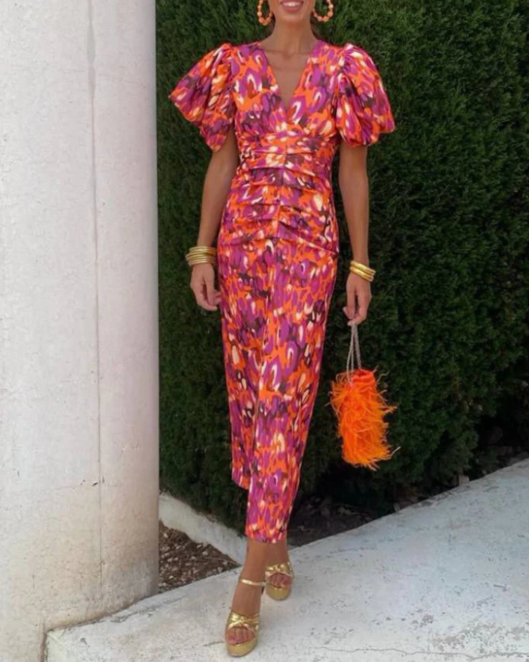 Ursula | Robe Midi Plissée Vivid