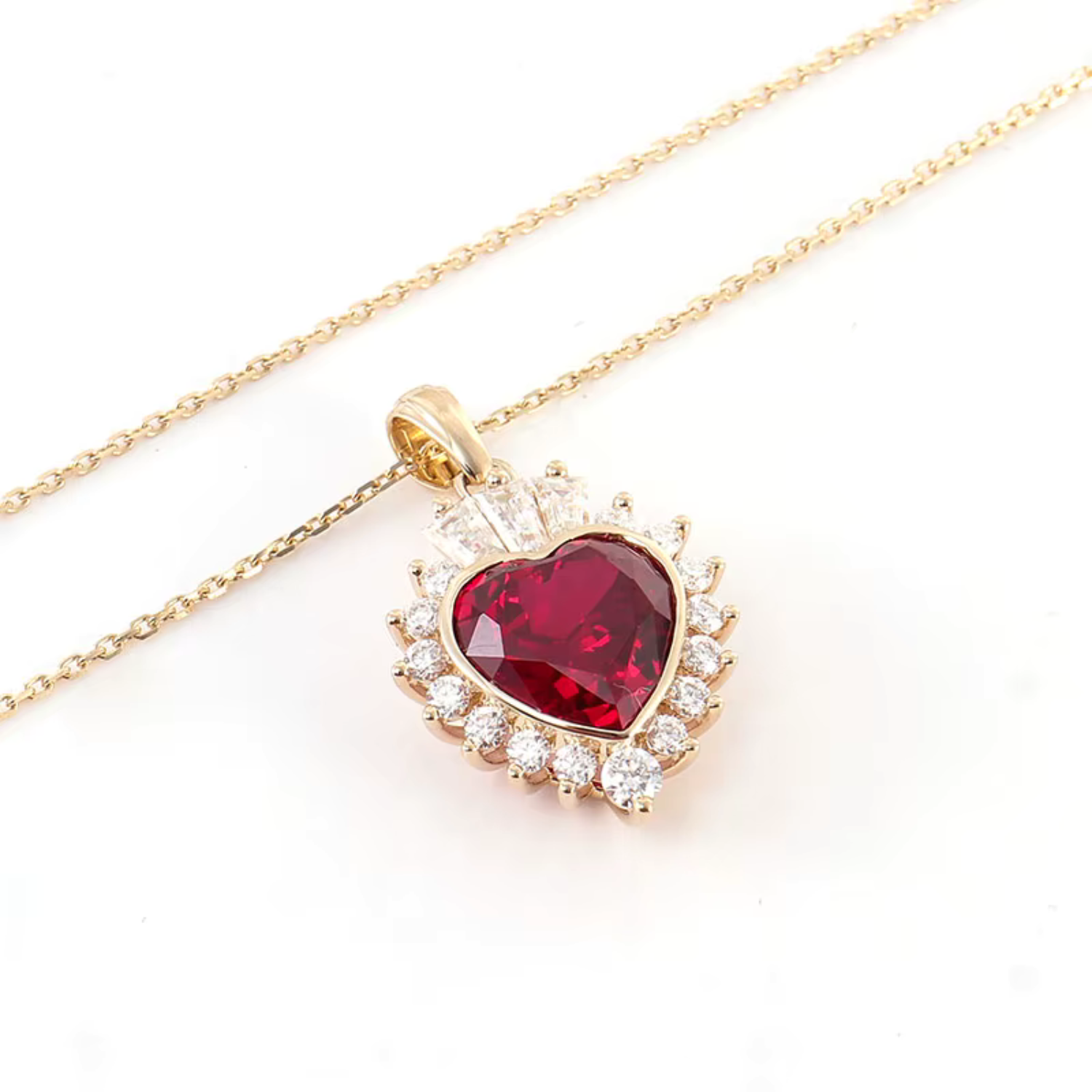 Rubin- und Moissanit-Gemstone-Halskette