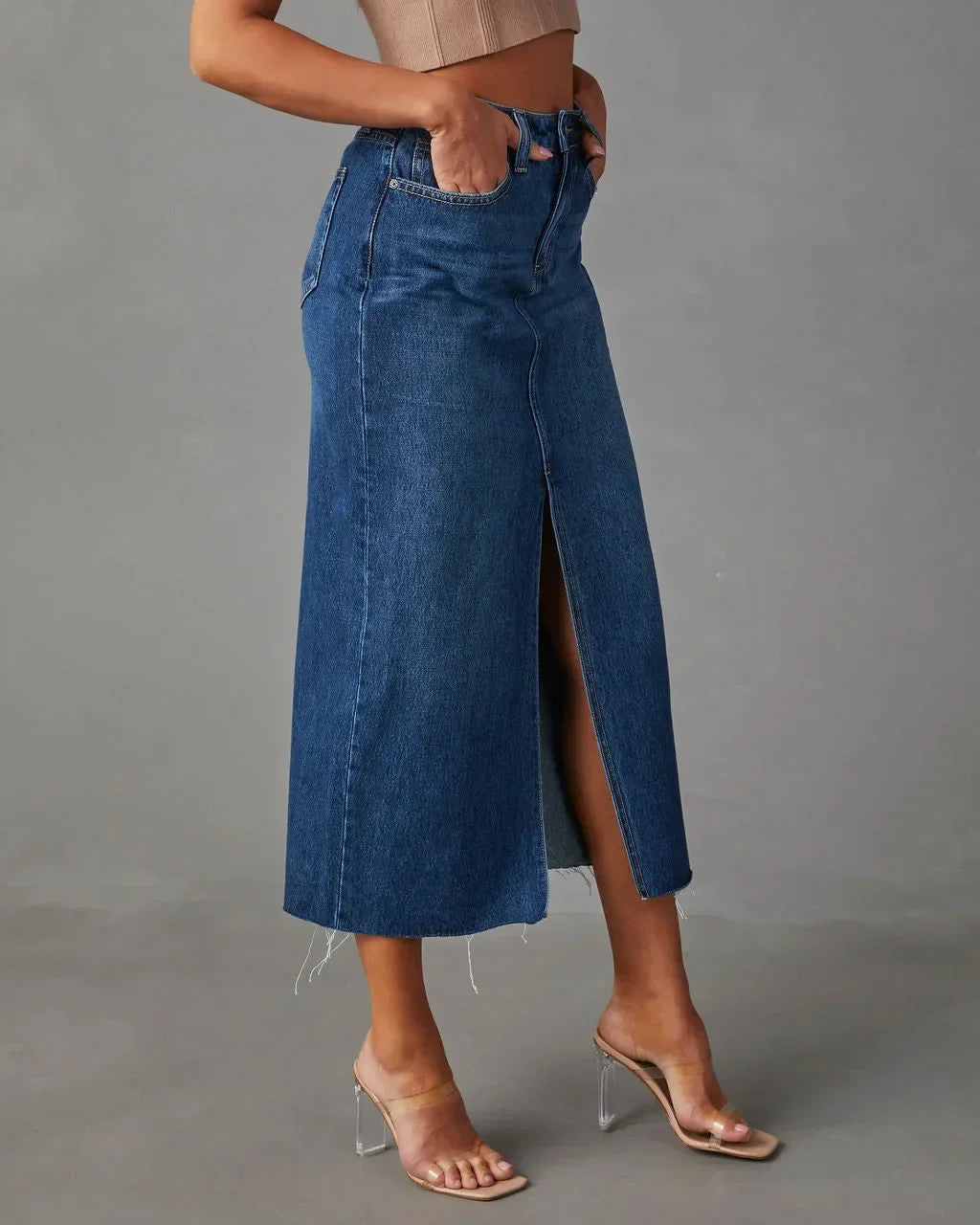 DENISE™ – Jupe en Jean Taille Haute Classique