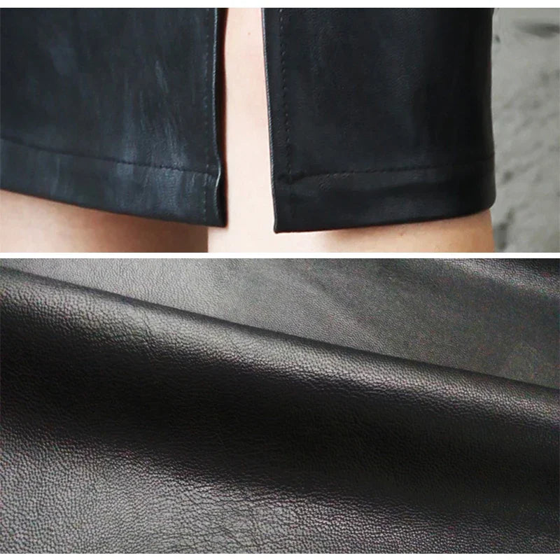 MONIQUE™ – Jupe Crayon Noire en Cuir Élégant