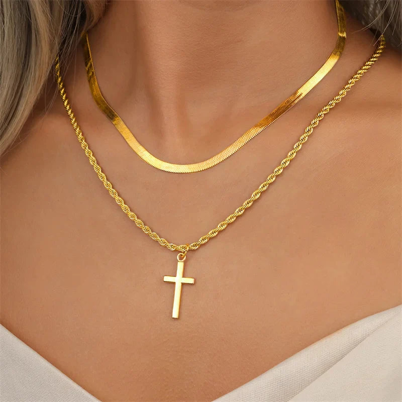 Collier Croix en Or Unisexe