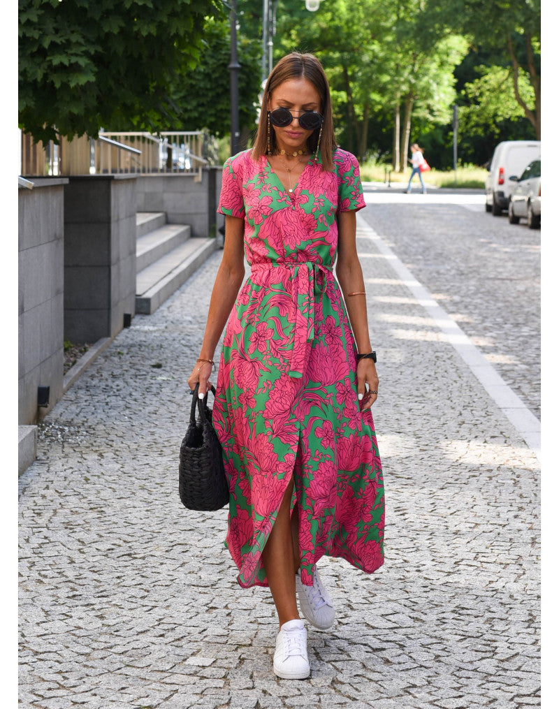 Tzahalit™ | Robe florale élégante à décolleté en V