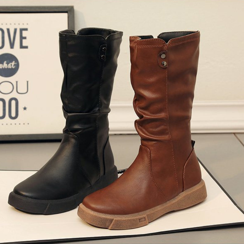 Bottes en Cuir Végan Imperméables avec Fermeture Éclair