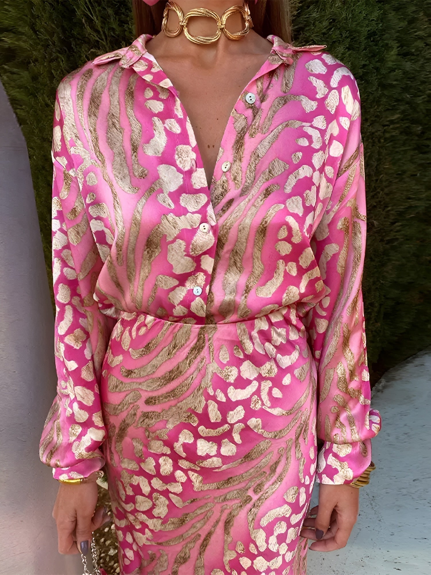 Mei | Robe Chemise Satin Élegante