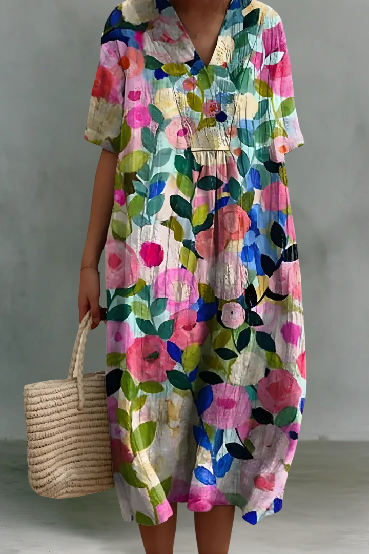 Hazel | Robe Midi en Lin à Col V