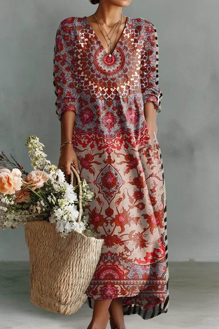Penelope | Robe en Lin à Manches Longues et Col V