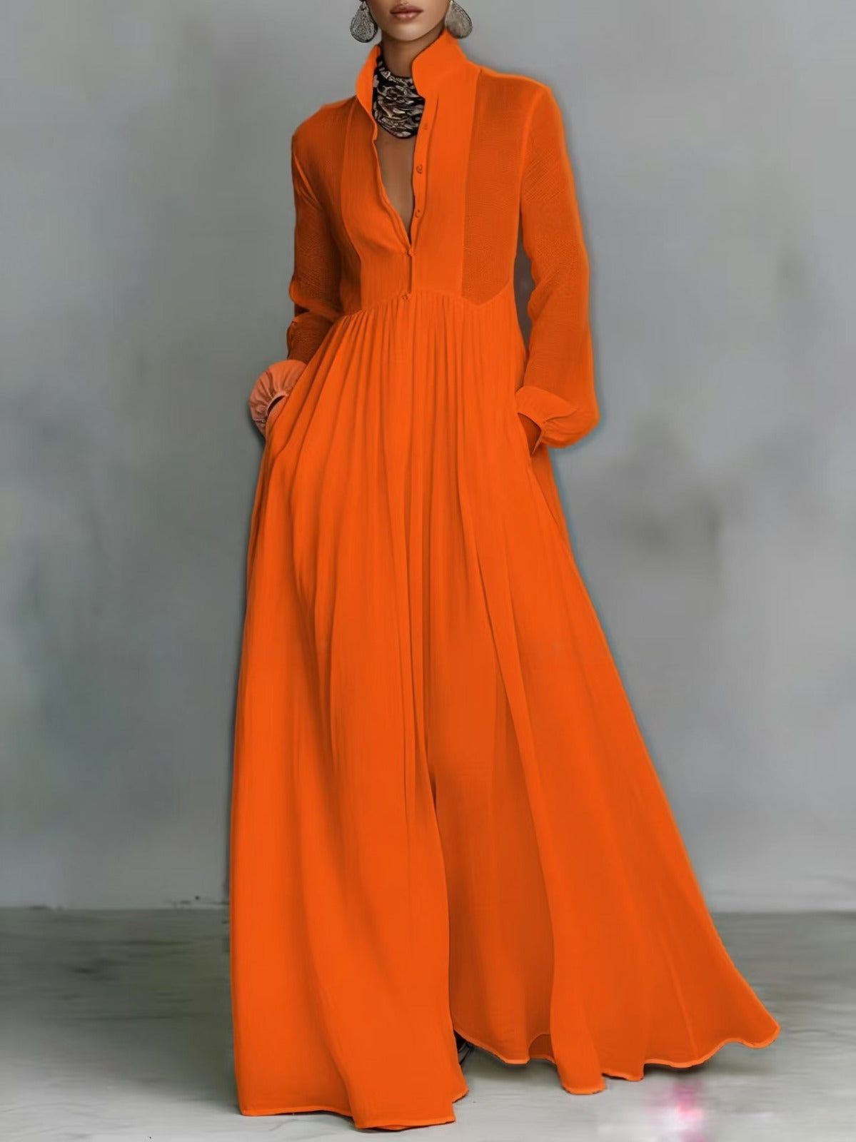 Serena™ | Flowy Maxi Dress with Front Buttons