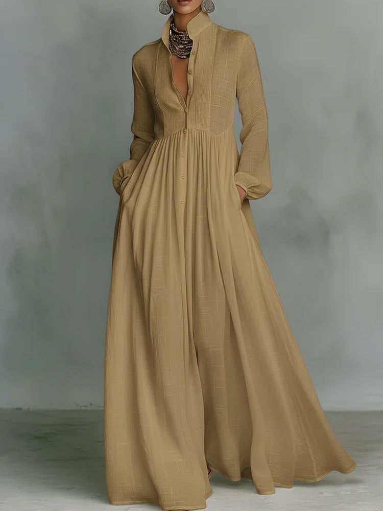 Serena™ | Flowy Maxi Dress with Front Buttons